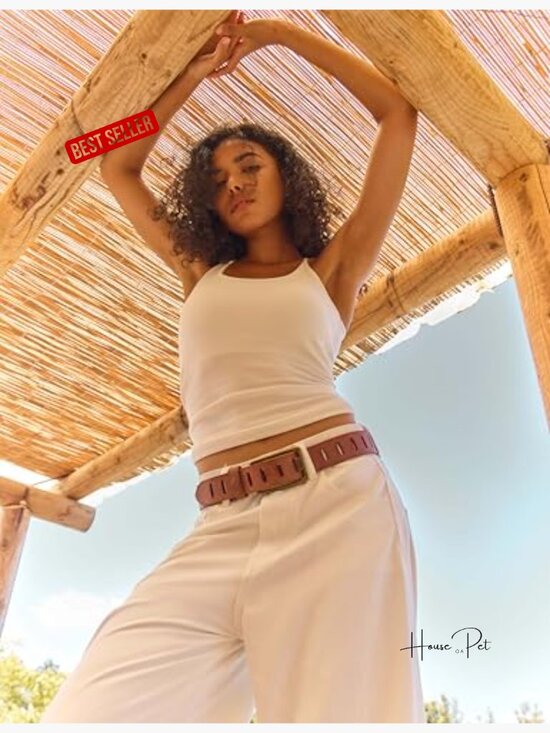 Genuine Leather Wide Belt Western Cowgirl Design with Gift Box main image 7
